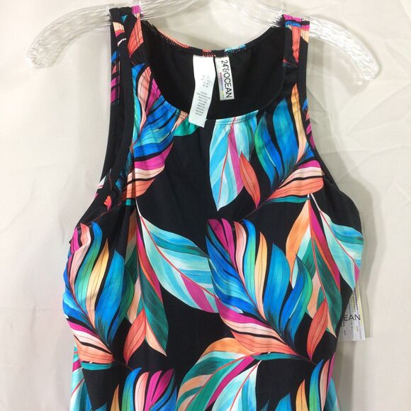 NEW 24th & Ocean Tankini Top Size 16 Multicolor Leaf Print NWT - Picture 5 of 6